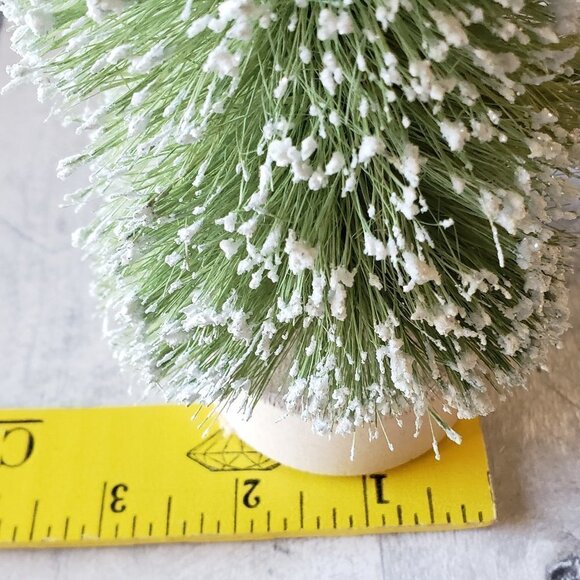 Bottle Brush Trees (Set of 3) Light Green and White Glitter/Frost - Picture 2 of 3